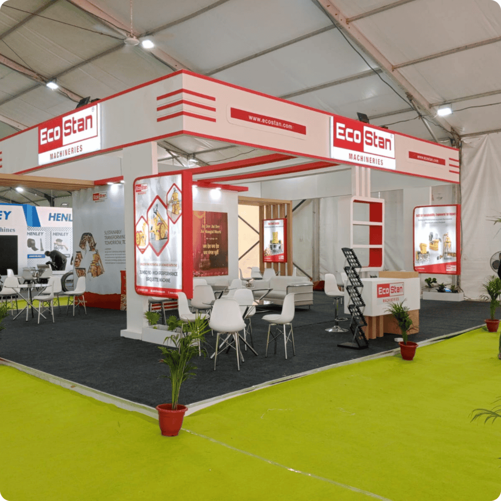 EcoStam trade show booth at an exhibition event.